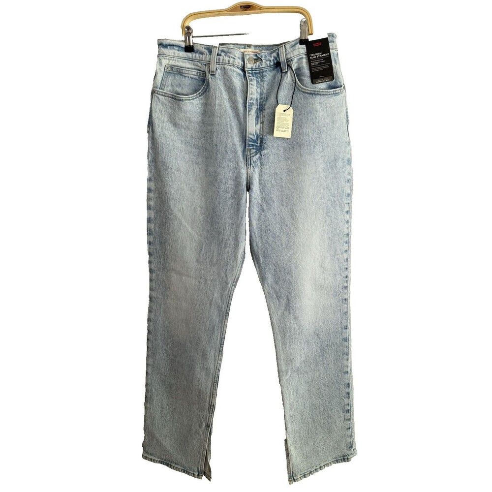 Levi's Premium 70s High Slim Straight Jeans Size 32x31 Light Wash Big E New